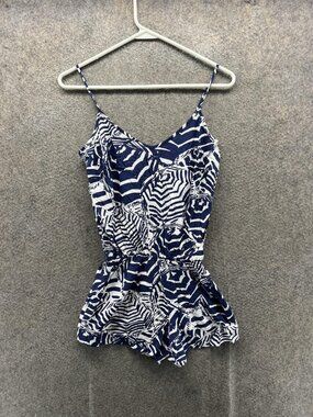 Lilly Pulitzer Romper Womens Small Blue Jersey Animal Print Spaghetti Strap